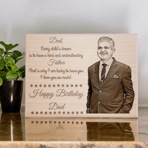 Personalized Engraved Wooden Photo Frame Gift for Dad Birthday