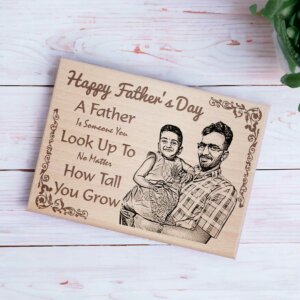 Personalized Engraved Wooden Photo Plaque Gift for Daddy