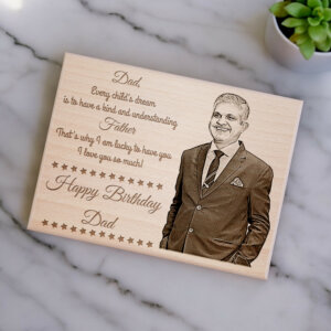 Personalized Engraved Wooden Photo Frame Gift for Dad Birthday