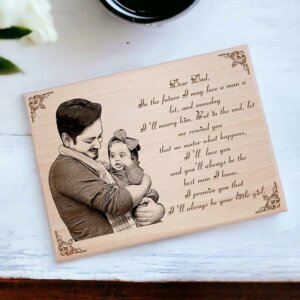 Father’s Day Customized Engraved Wooden Frame Daughter’s Letter for Dad