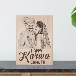 Karwachauth Unique Personalized Engraved Photo Plaque Gift for Wife