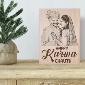 Karwachauth Unique Personalized Engraved Photo Plaque Gift for Wife