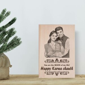 Personalized Gift For Karwachauth Engraved Wood Ph...