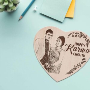 Karwachauth Personalized Engraved Wooden Photo Frame For Loving Wife