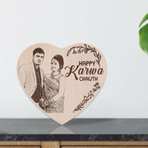 Karwachauth Personalized Engraved Wooden Photo Frame For Loving Wife