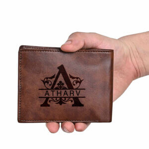 Personalized Name Wallets for Men (Brown, Vegan Leather)