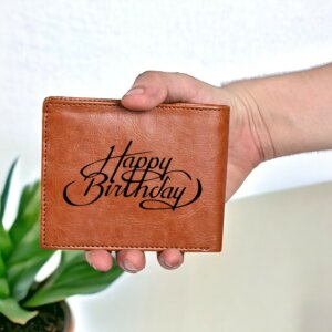 Vegan Leather Photo Personalized Wallet For Men (Tan)