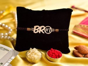 Bro Number 1 Designer Bracelet Incredible Rakhi for Sweet Brother with Roli Chawal -(Wood)