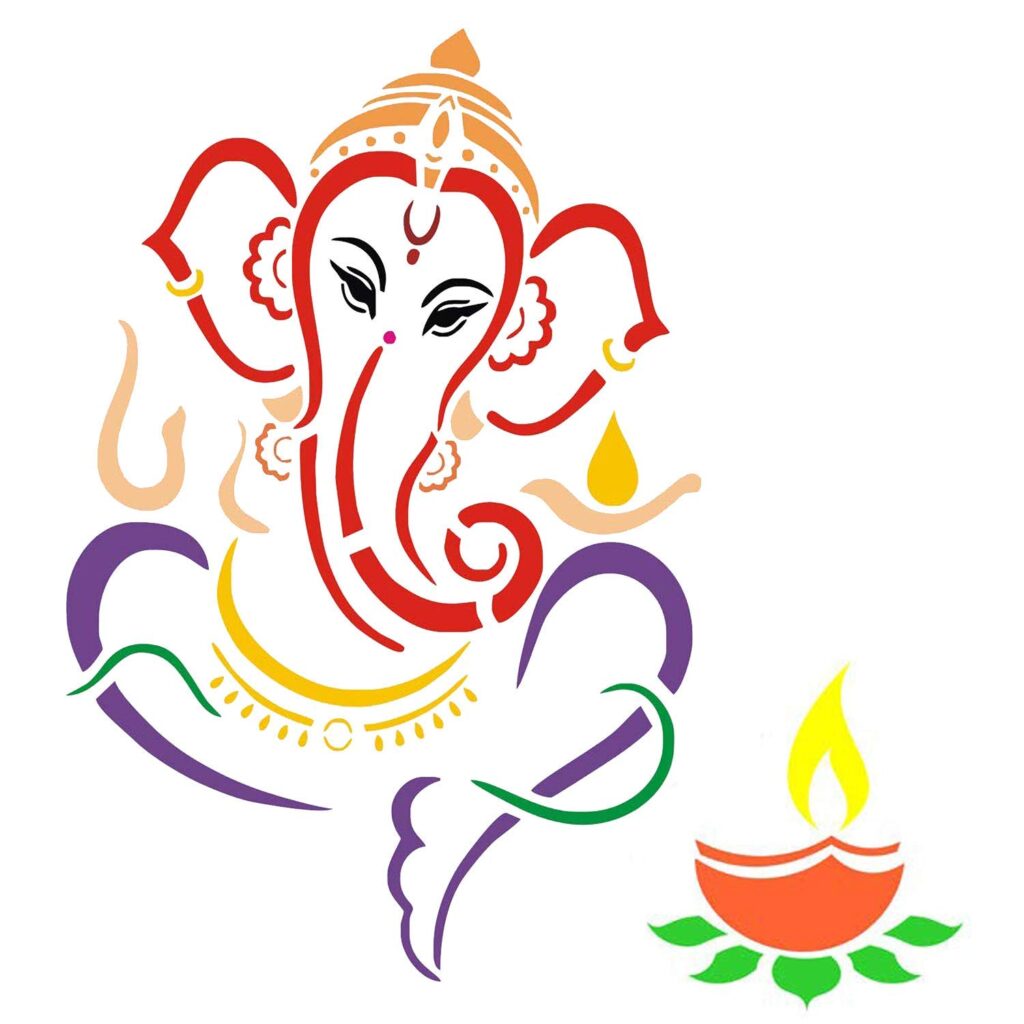 Ganesha Diya Rangoli Stencils for Diwali Decoration (Set of 2 Stencil ...