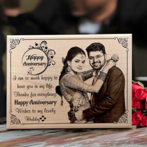 Wedding Anniversary Personalized Engraved Wooden Photo Frame For Married Couples – Large Size