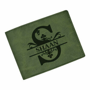 Personalized Name Green Wallet for Men