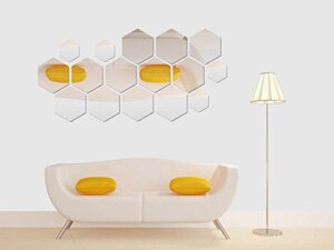 Hexagon Silver Shaped 3D Wall Decor Stickers For H...