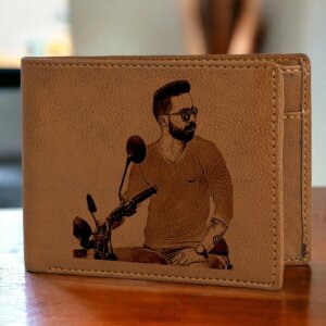 Personalized Vegan Leather Photo Wallet For Men (Croc Tan)