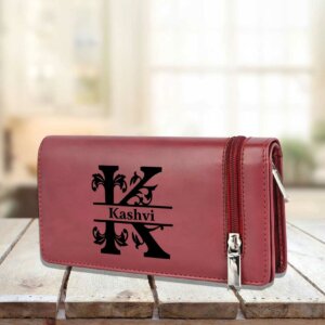 Personalized Name Wallet For Women (Cherry Red)