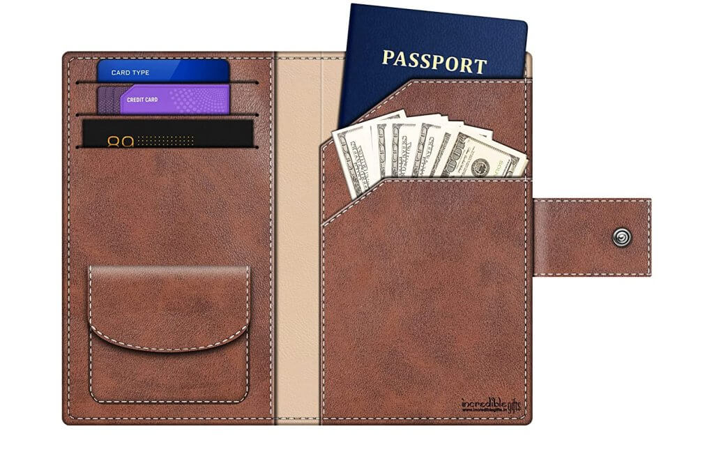 Passport Holder Wallet With Coin Pocket Card Holder Cash Brown   Plain Passport Holder 2 1024x681 