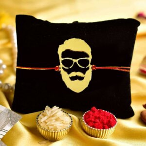 Beard Style Gold Acrylic Fancy Incredible Rakhi