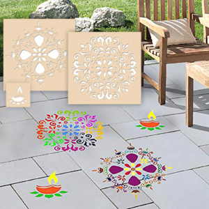 DIY Rangoli – 2 Wooden Stencils for Diwali a...