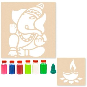 Ganesha Rangoli Design with Six Rangoli Colors