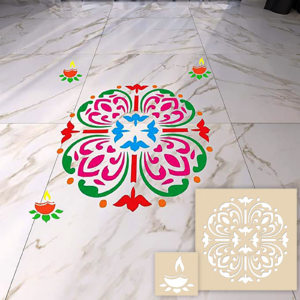 DIY Rangoli Stencils for Floor- Wooden Stencil wit...