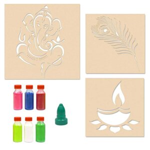 Feather with Ganesha Rangoli Stencils for Floor Co...