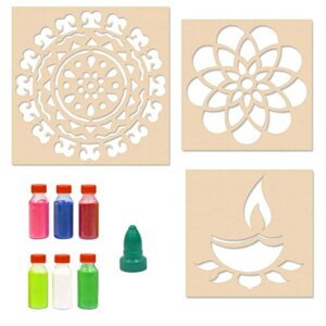 Flower with Border Rangoli Stencils with Six Rango...