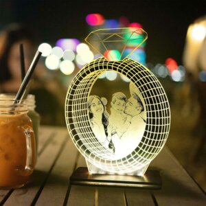 Personalized LED Ring Photo Frame with LED Light S...