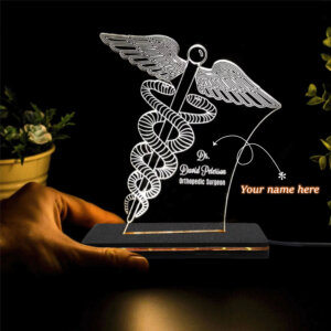 Personalized Illusion LED Name Lamp Gift For Doctor With Stand