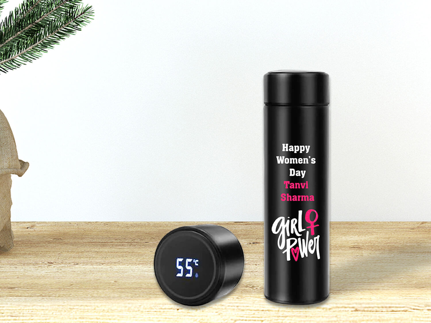 Personalized Girl Power Water Bottle with Temperature For Women