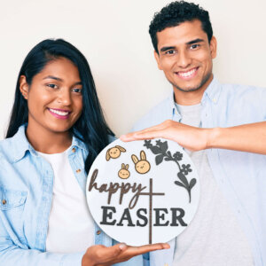 Happy Easter Sign Wooden Plate For Hanging Easter ...