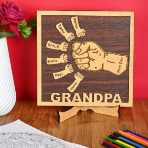 Personalized Wooden Gift For Grandpa With Grandchi...