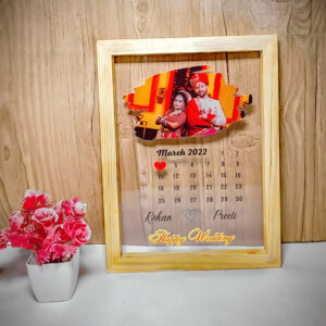 Personalized Anniversary Gift Calendar Acrylic Photo Frame For Couple