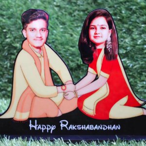 Personalized Brother Sister Photo Caricature for Raksha Bandhan