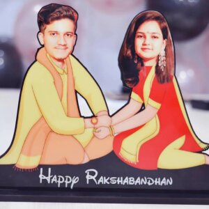 Personalized Brother Sister Photo Caricature for Raksha Bandhan