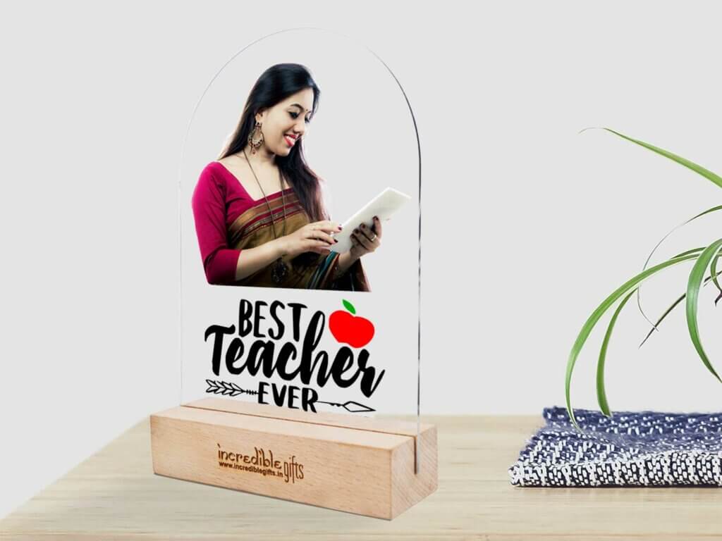 Personalized Photo Frame For Best Teacher Ever With Wood Stand ...