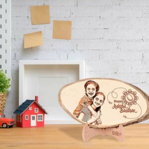 Personalized Natural Wood Photo Frame For Raksha Bandhan