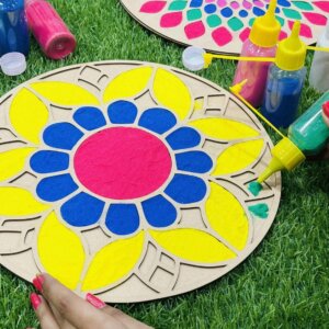 Flower Design Reusable Rangoli Stencil with 6 rang...