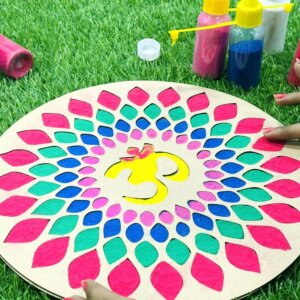 Reusable Wooden Om Rangoli Stencil for floor with ...