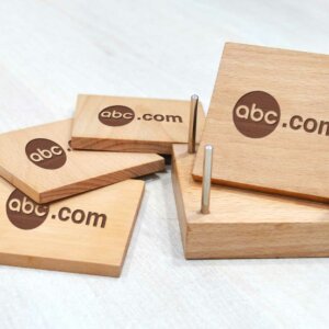 Customizable Premium Wooden Coaster Set of 4 With Company Logo