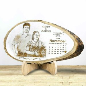 Custom Engraved Natural Wood Anniversary Calendar Photo Frame