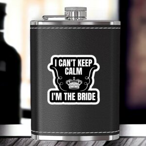 Elegant Black Leather Hip Flask for the Bride