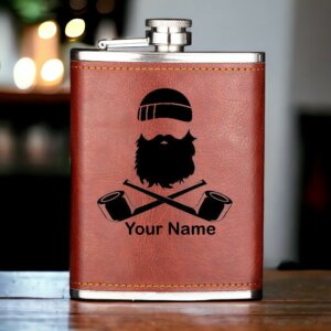 Tan Leather Hip Flask with Name Customization