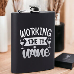 From 9 to Wine Timeless Engraved Hip Flask