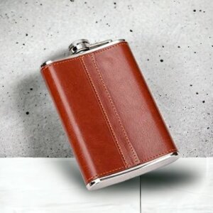 Classic Tan Leather Hip Flask for Papa