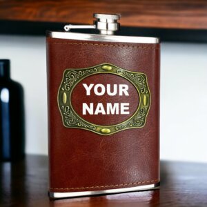 Premium Personalized Name Croc Tan Leather Hip Flask