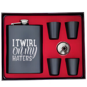 Twirl On Haters Exclusive Stainless Steel Whiskey Hip Flask