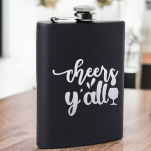 Cheers Y’All Vintage Engraved Hip Flask