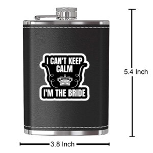 Elegant Black Leather Hip Flask for the Bride