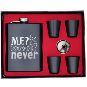 Me Sarcastic Never Engraved Stainless Steel Hip Flask