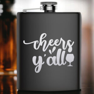 Cheers Y’All Vintage Engraved Hip Flask