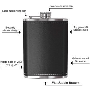 Personalized Premium Black Leather Hip Flask Best Friend Forever